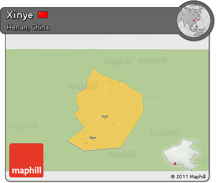 Savanna Style 3D Map of Xinye, single color outside
