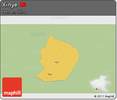 Savanna Style 3D Map of Xinye, single color outside