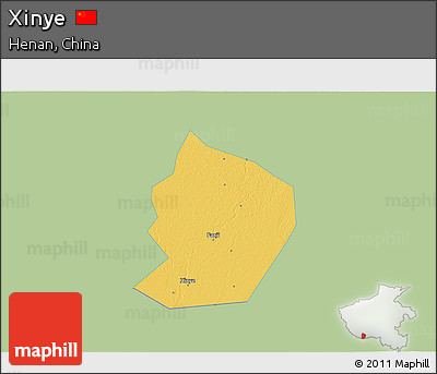 Savanna Style 3D Map of Xinye, single color outside