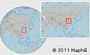 Gray Location Map of Xinye, within the entire country, hill shading