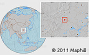 Gray Location Map of Xinye, hill shading