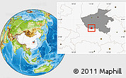 Physical Location Map of Xinye, highlighted country, highlighted parent region