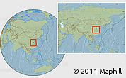 Savanna Style Location Map of Xinye, within the entire country, hill shading