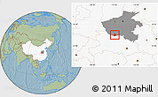 Savanna Style Location Map of Xinye, highlighted country, highlighted parent region, hill shading