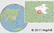 Savanna Style Location Map of Xinye, highlighted parent region, hill shading