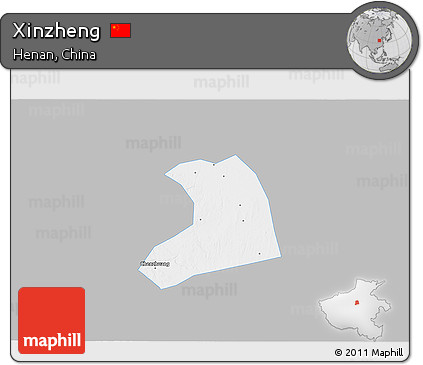 Gray 3D Map of Xinzheng, single color outside