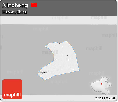 Gray 3D Map of Xinzheng, single color outside