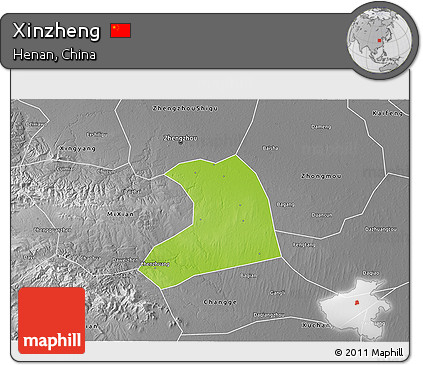 Physical 3D Map of Xinzheng, desaturated