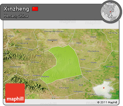 Physical 3D Map of Xinzheng, satellite outside