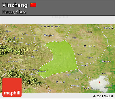 Physical 3D Map of Xinzheng, satellite outside