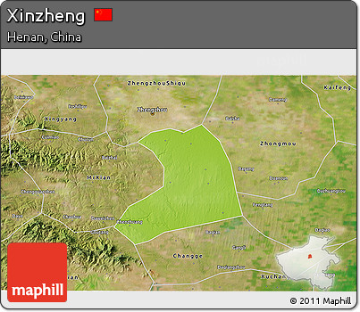 Physical 3D Map of Xinzheng, satellite outside
