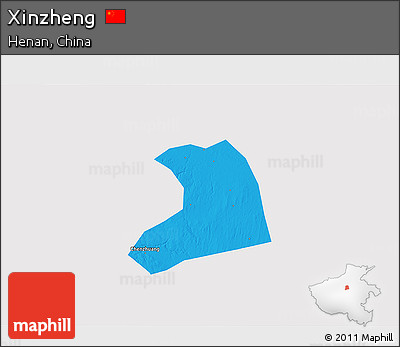 Political 3D Map of Xinzheng, single color outside
