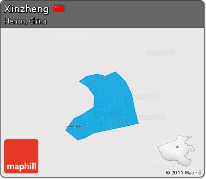 Political 3D Map of Xinzheng, single color outside