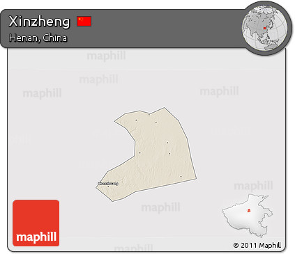 Shaded Relief 3D Map of Xinzheng, cropped outside