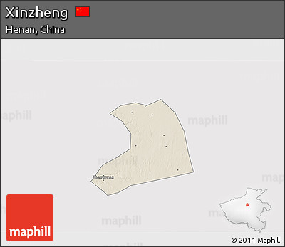 Shaded Relief 3D Map of Xinzheng, cropped outside