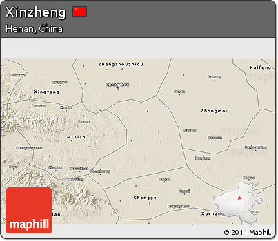 Shaded Relief 3D Map of Xinzheng