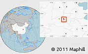 Gray Location Map of Xinzheng, highlighted country, hill shading