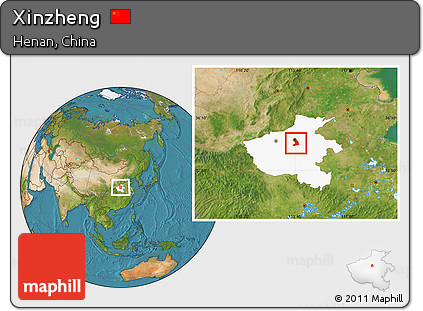 Satellite Location Map of Xinzheng, highlighted parent region