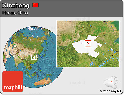 Satellite Location Map of Xinzheng, highlighted parent region