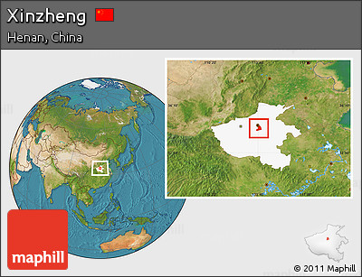 Satellite Location Map of Xinzheng, highlighted parent region