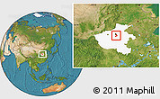 Satellite Location Map of Xinzheng, highlighted parent region