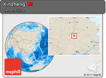 Shaded Relief Location Map of Xinzheng