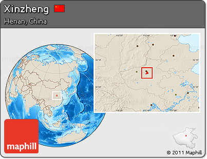 Shaded Relief Location Map of Xinzheng