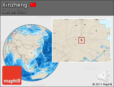 Shaded Relief Location Map of Xinzheng