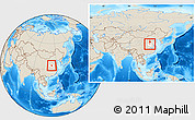 Shaded Relief Location Map of Xinzheng, highlighted parent region, within the entire country