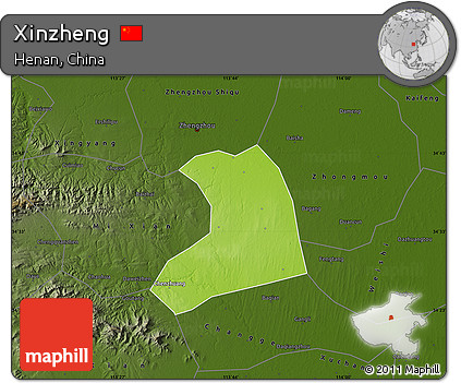 Physical Map of Xinzheng, darken
