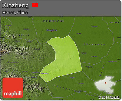Physical Map of Xinzheng, darken