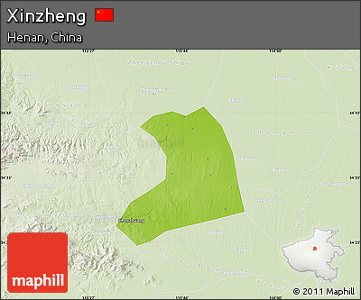 Physical Map of Xinzheng, lighten