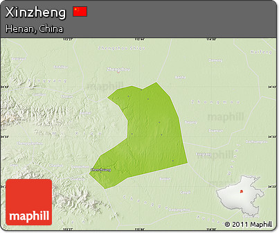 Physical Map of Xinzheng, lighten
