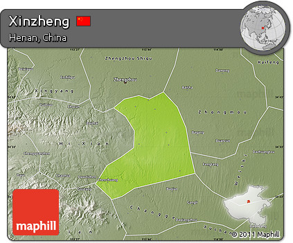 Physical Map of Xinzheng, semi-desaturated