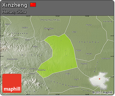 Physical Map of Xinzheng, semi-desaturated