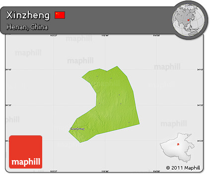 Physical Map of Xinzheng, single color outside