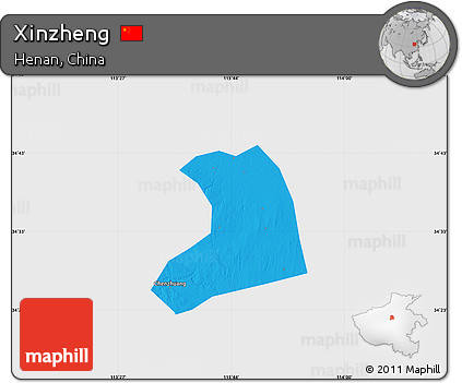 Political Map of Xinzheng, single color outside