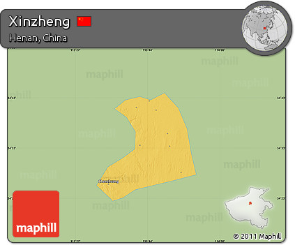 Savanna Style Map of Xinzheng, single color outside