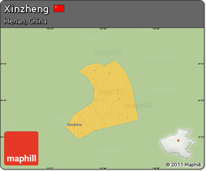 Savanna Style Map of Xinzheng, single color outside