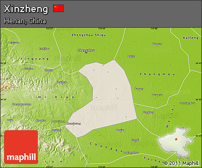 Shaded Relief Map of Xinzheng, physical outside