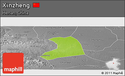 Physical Panoramic Map of Xinzheng, desaturated