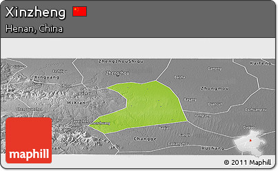 Physical Panoramic Map of Xinzheng, desaturated