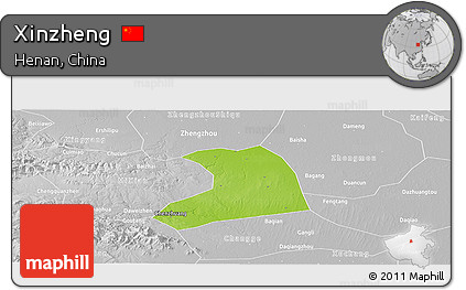 Physical Panoramic Map of Xinzheng, lighten, desaturated