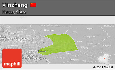 Physical Panoramic Map of Xinzheng, lighten, desaturated