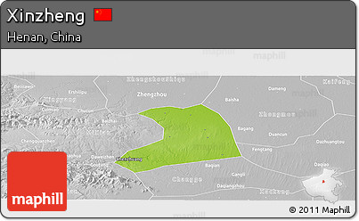 Physical Panoramic Map of Xinzheng, lighten, desaturated