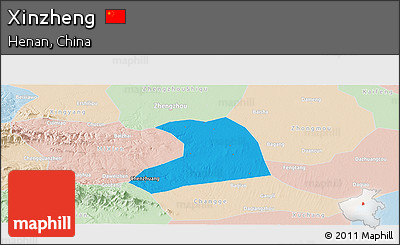 Political Panoramic Map of Xinzheng, lighten