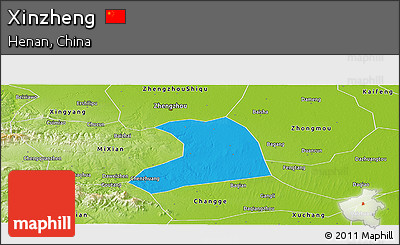 Political Panoramic Map of Xinzheng, physical outside