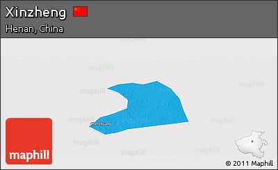 Political Panoramic Map of Xinzheng, single color outside