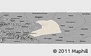 Shaded Relief Panoramic Map of Xinzheng, darken, desaturated
