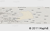 Shaded Relief Panoramic Map of Xinzheng, semi-desaturated